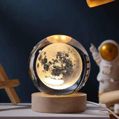 Luxury Crystal Globe Table Lamp With Wooden Stand