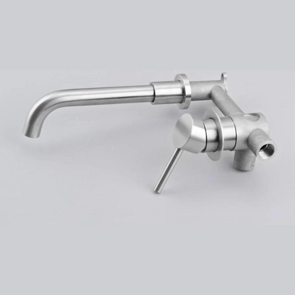 Stylish Wall Mount Basin Faucet with Brushed Nickel Finish