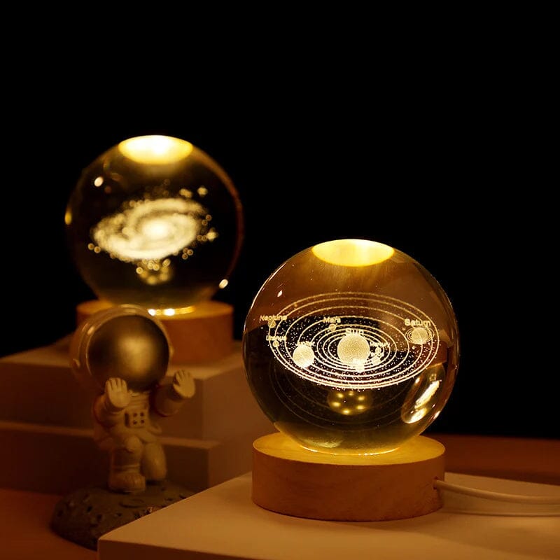 Luxury Crystal Globe Table Lamp With Wooden Stand