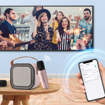 Compact Karaoke System With Bluetooth Mics