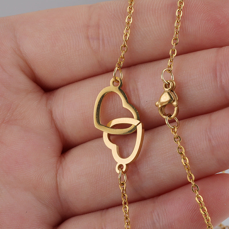 Lovely Couple Heart Pendant Necklace Gift Set