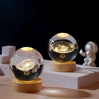 Luxury Crystal Globe Table Lamp With Wooden Stand
