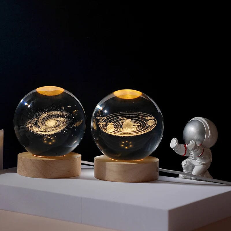 Luxury Crystal Globe Table Lamp With Wooden Stand