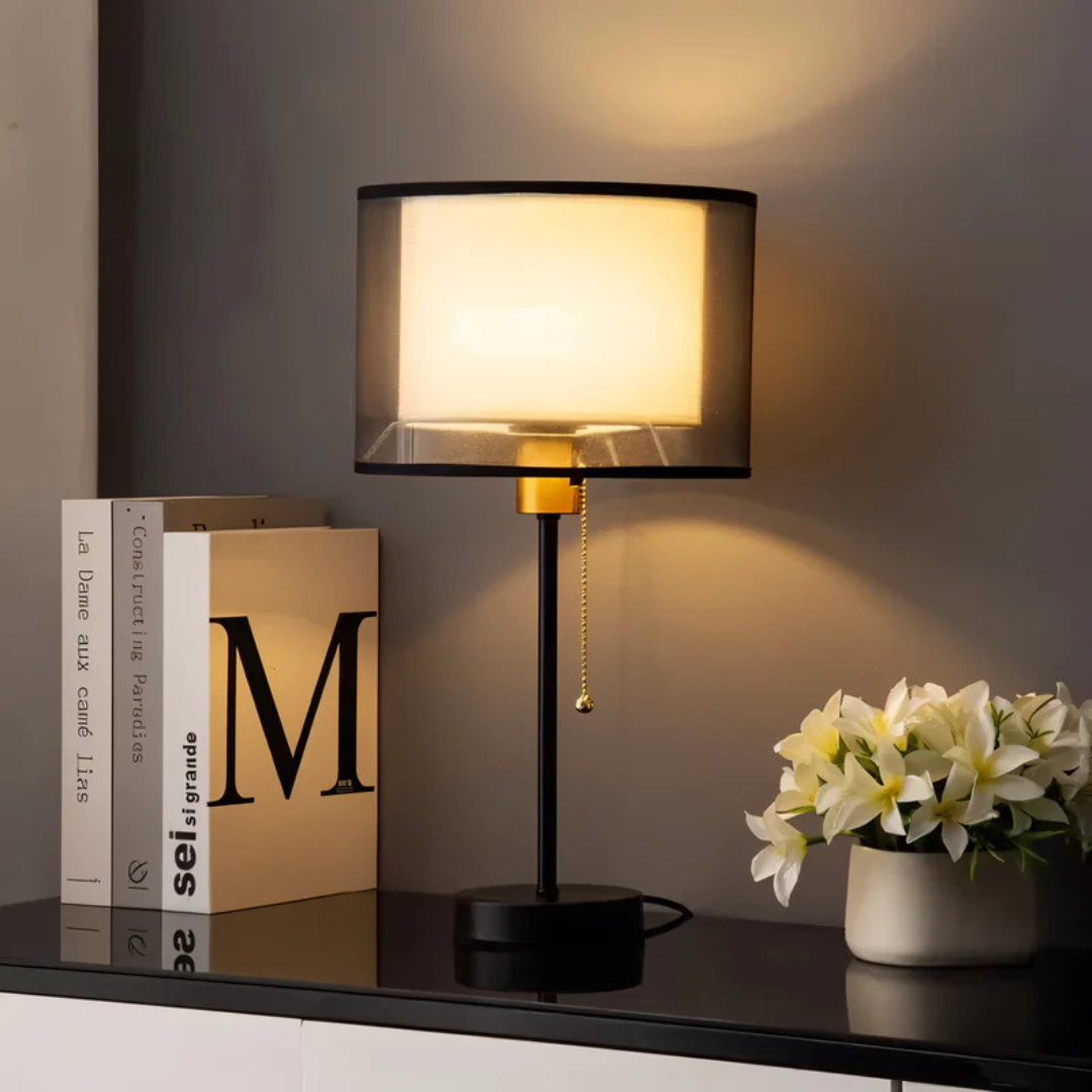 Stylish Table Lamp with Dual Linen Shade