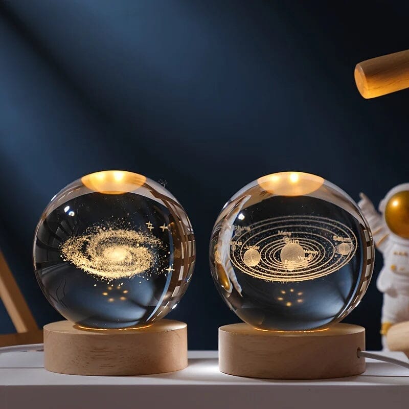 Luxury Crystal Globe Table Lamp With Wooden Stand