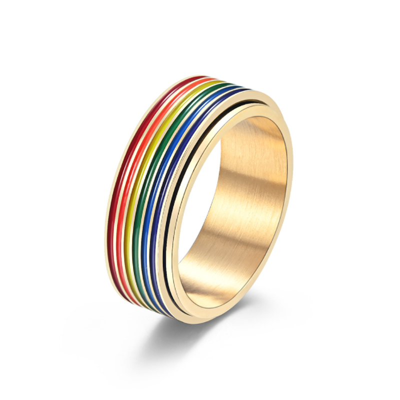 Colorful Metal Rainbow Band Ring - Yeezlab
