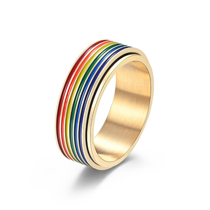 Colorful Metal Rainbow Band Ring - Yeezlab
