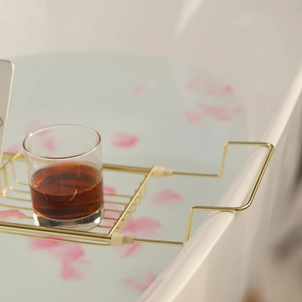 Luxury Bath Tub Storage Tray with Adjustable Holder
