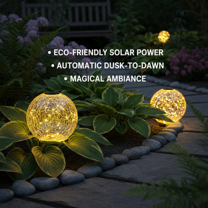 Solar Powered Glass Globe Outdoor Lamp