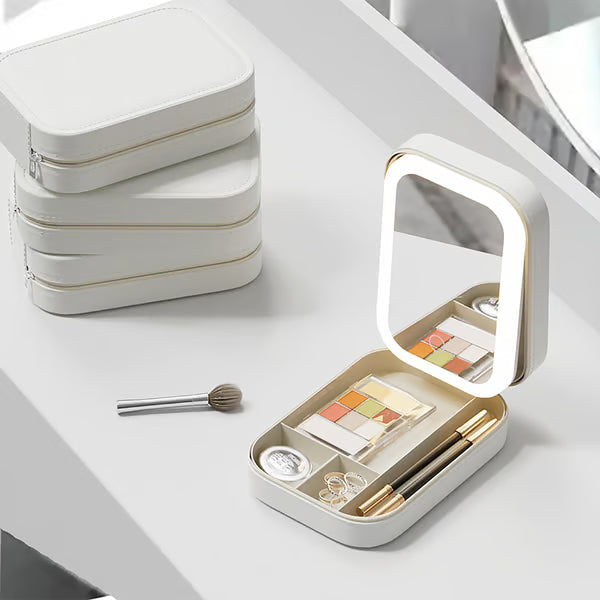 Travel Makeup Case with LED Lighted Mirror - Yeezlab