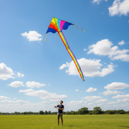 Vibrant Large Flying Rainbow Kite