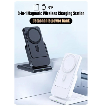 Compact 3in1 Wireless Fast Charging Power Bank Dock