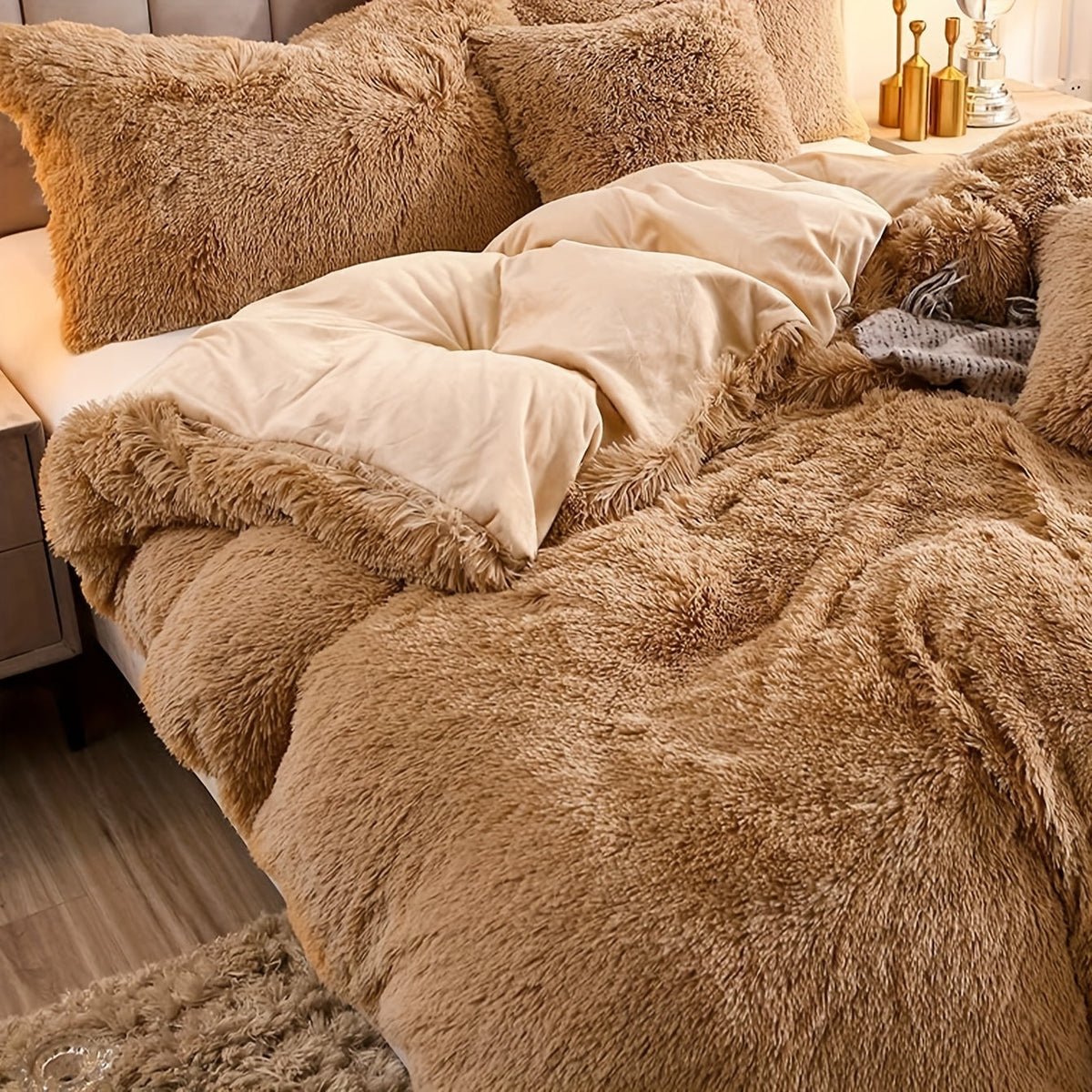 Cozy Fleece Duvet Cover Set with Zipper