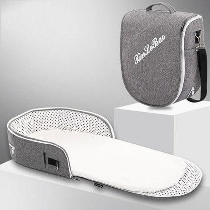 Portable Baby Travel Bed with Canopy and Storage Bag