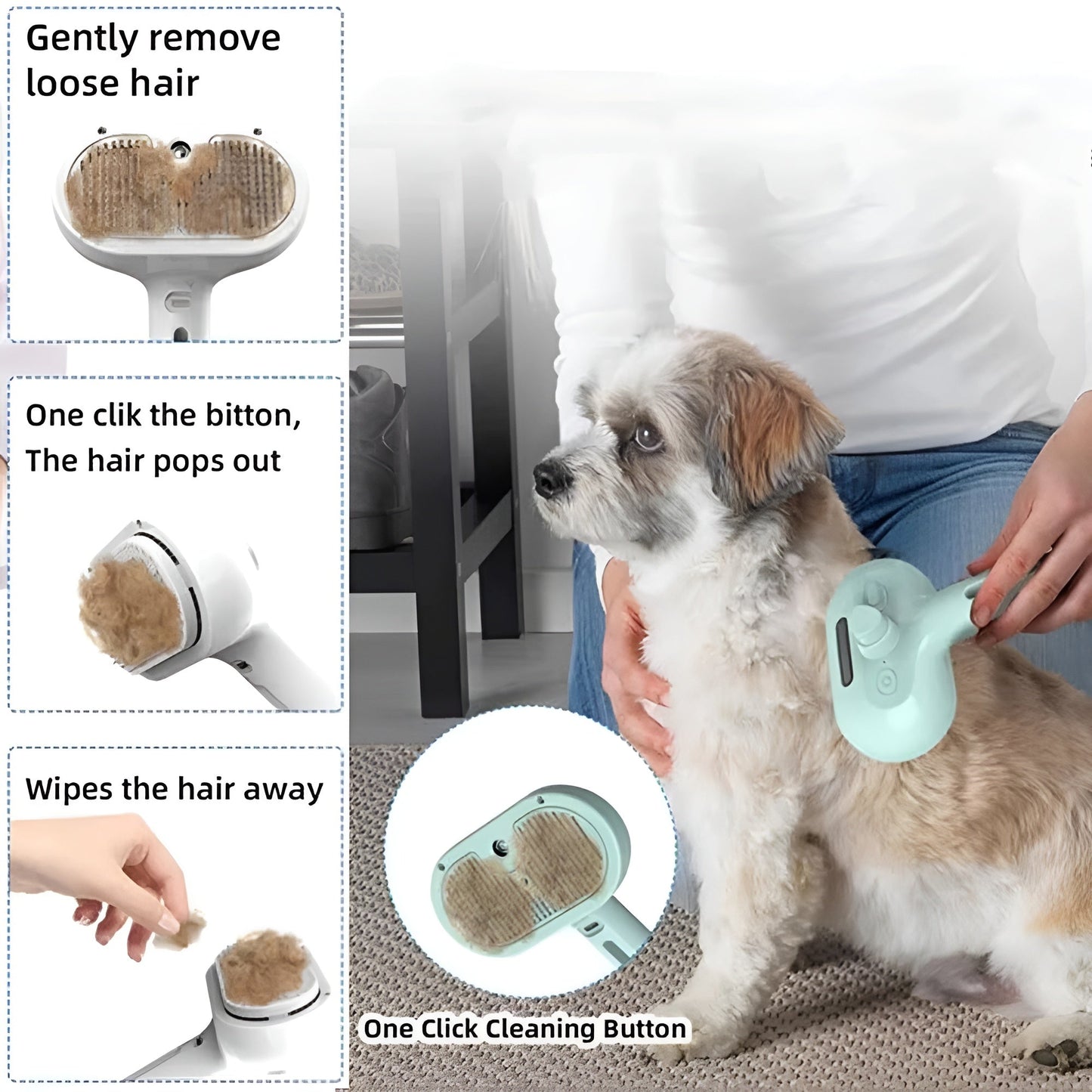 Pet Grooming Spray Brush for Fresh Coat