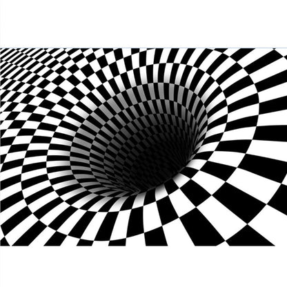 Stylish 3D Area Rug Black Synthetic Non-Slip Living Room Carpet - Yeezlab