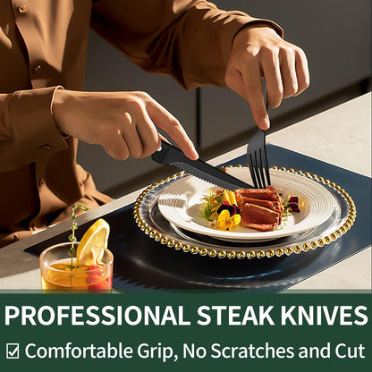 Premium 24pc Black Stainless Steel Cutlery Set