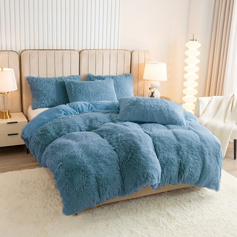 Cozy Fleece Duvet Cover Set with Zipper