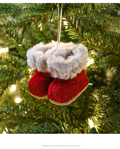 Miniature Festive Fabric Boot Tree Decoration