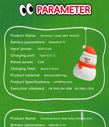 Fun Winter Silicone Nightlight Snowman Decoration