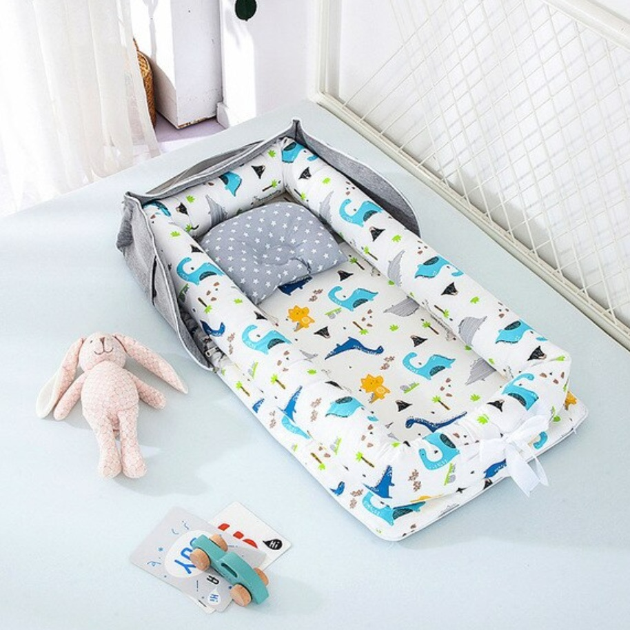 Compact Foldable Baby Crib with Pillow