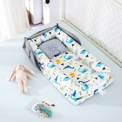 Compact Foldable Baby Crib with Pillow
