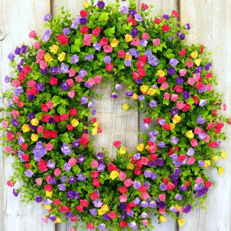 Fresh Floral Spring Wreath for Front Door
