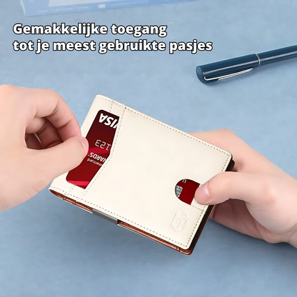 Secure Slim Leather Mens Wallet - Thin RFID Blocker