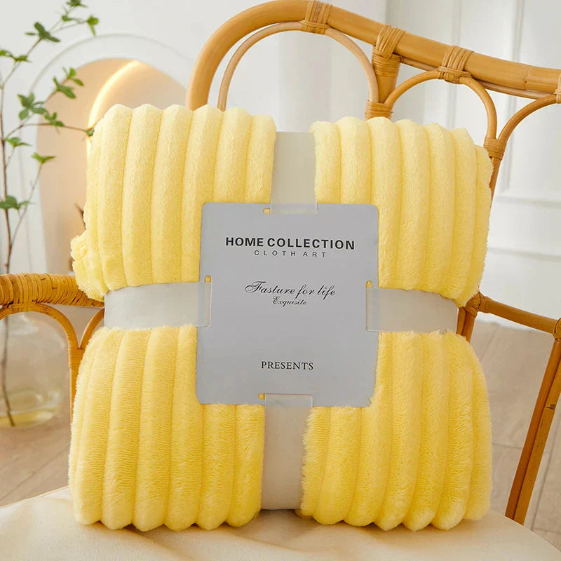 Plush Striped Soft Fleece Throw Blanket