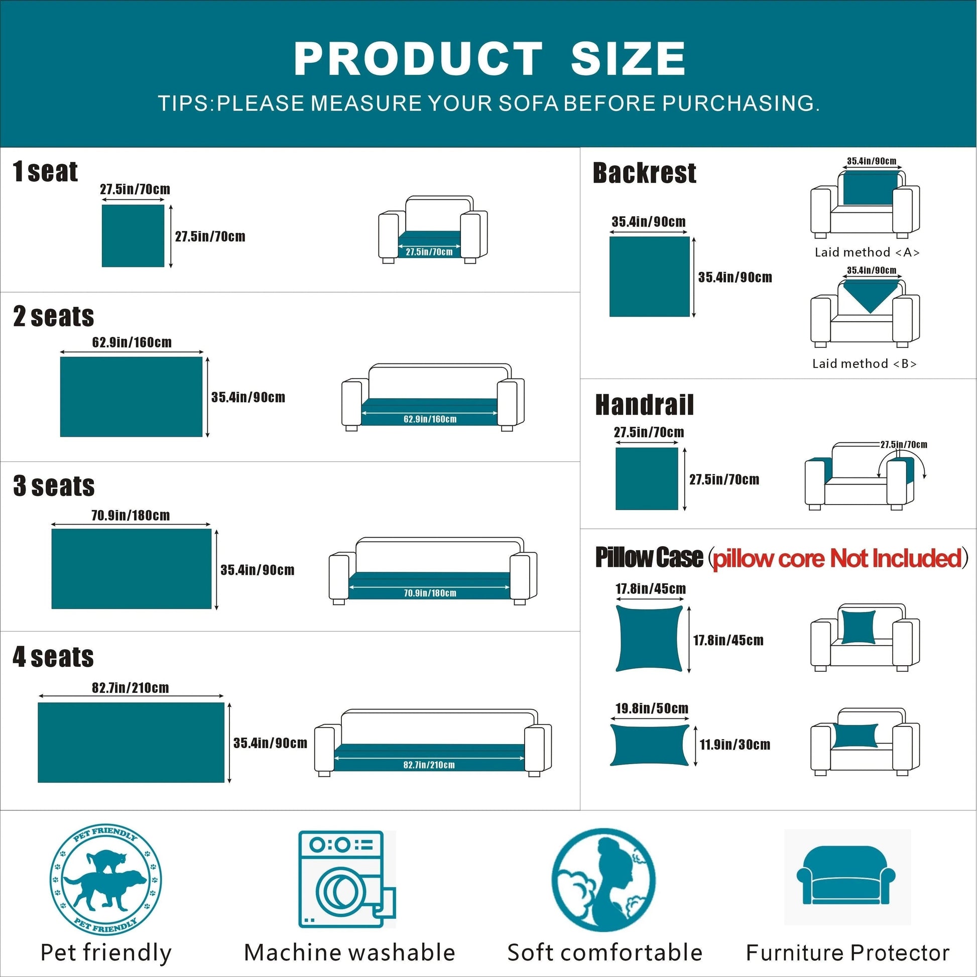 Fits Most | Simple One-Piece Couch Cover - Yeezlab