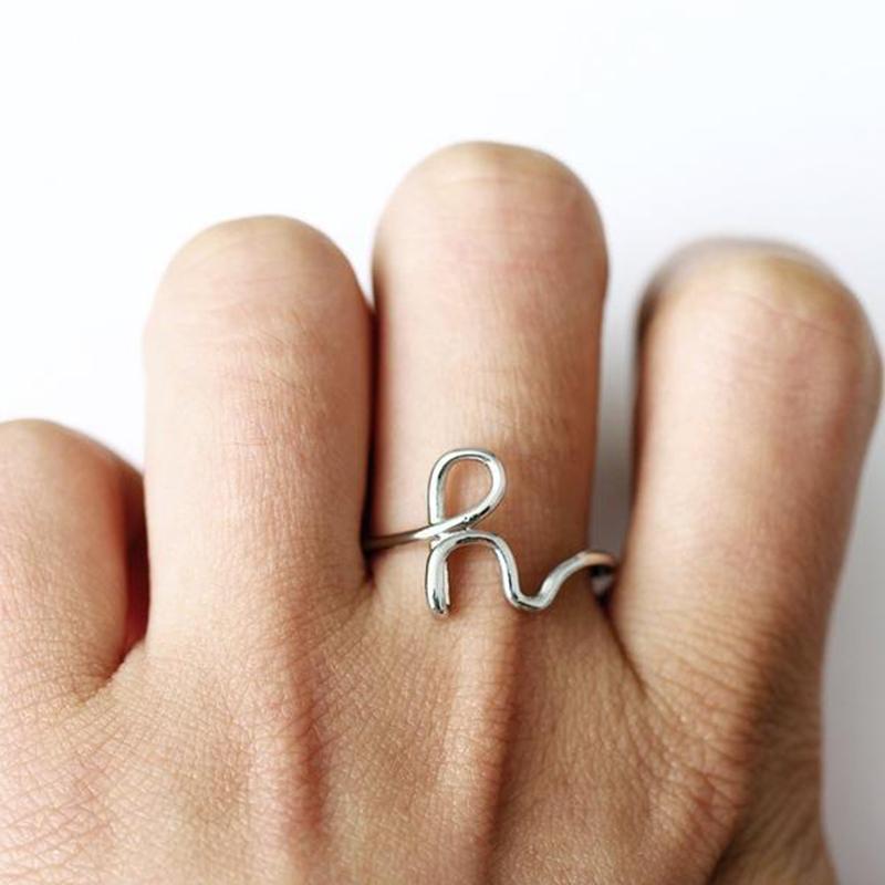 Alphabet Letter Adjustable Ring