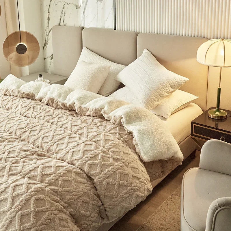 Soft Plush Reversible Duvet Cover Set