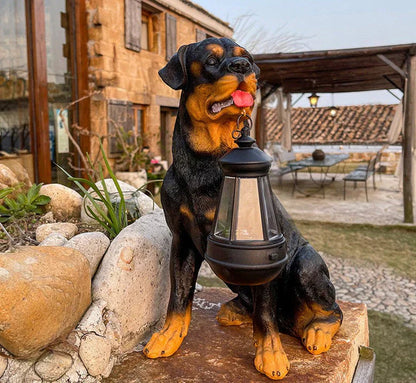 Outdoor Solar Powered Dog Garden Statue