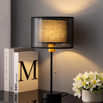 Stylish Table Lamp with Dual Linen Shade