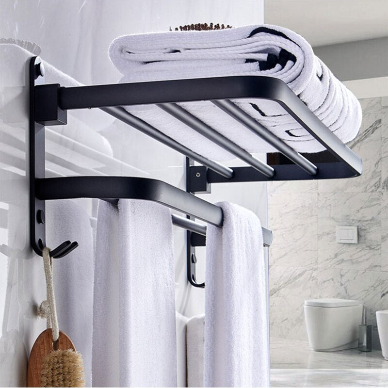 Space Saving Aluminum Folding Towel Rack