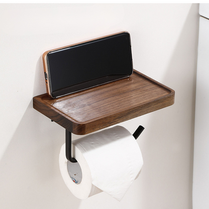 Luxury Wall Mount Toilet Paper Holder in Wood and Metal