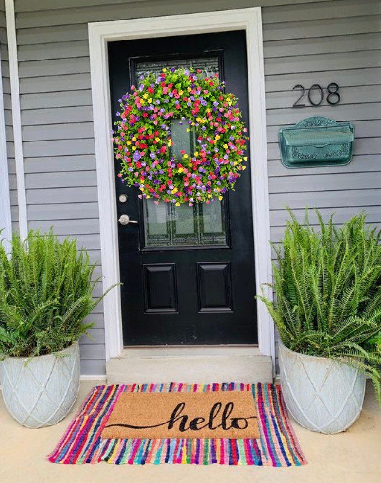 Fresh Floral Spring Wreath for Front Door