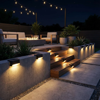 Set of Outdoor Solar Decks and Fence Lights