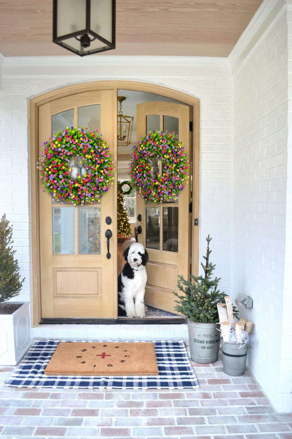 Fresh Floral Spring Wreath for Front Door