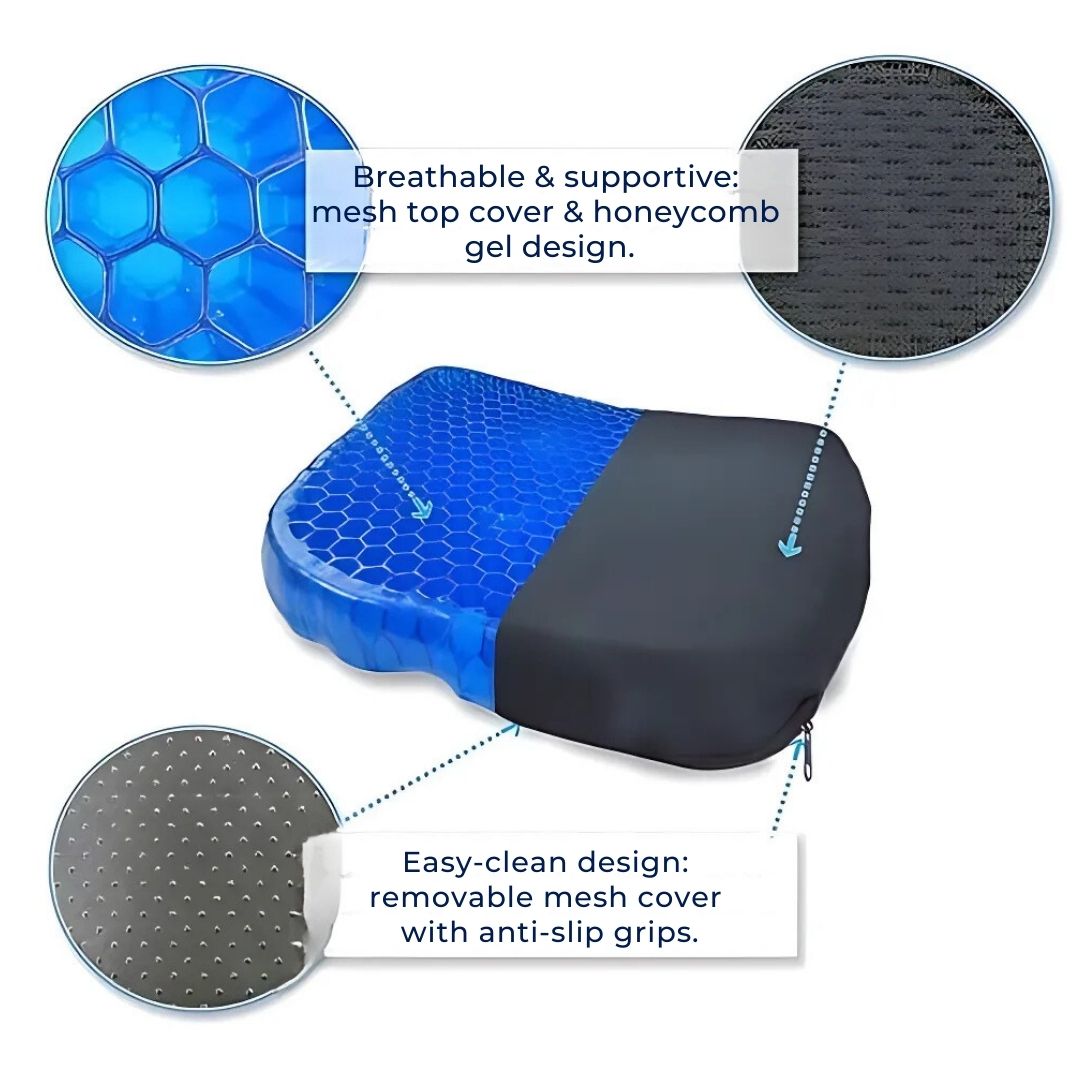 Orthopedic Gel Seat Cushion – Memory Foam Office Chair Pad for Desk, Car and Home