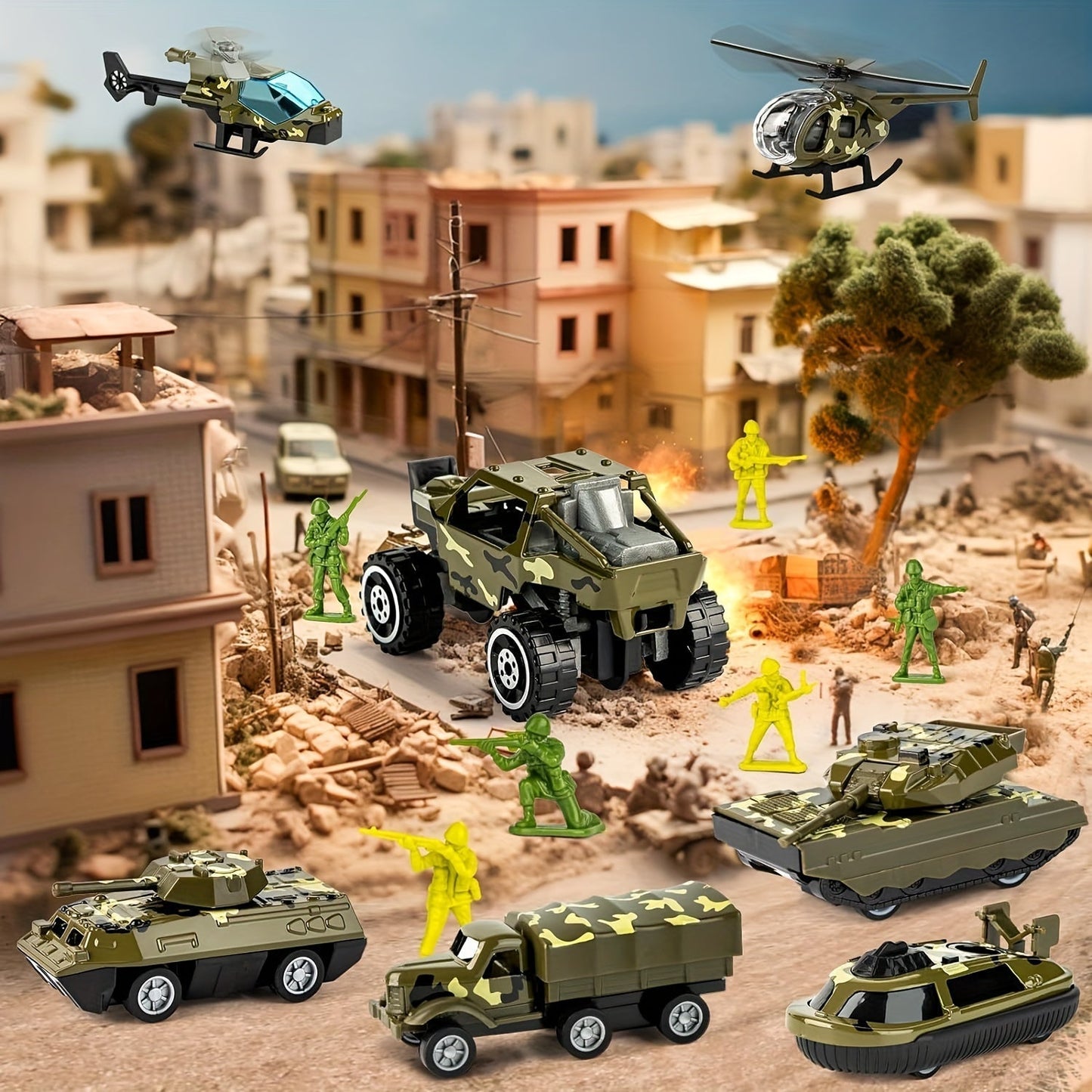 Ultimate Military Playset with 14 Action Figures and Vehicles