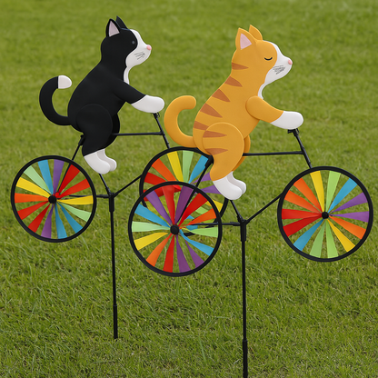 Colorful Cat Bike Garden Statue