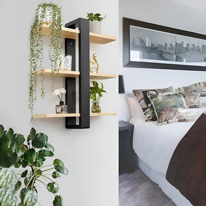 Rustic Wooden Wall Storage Shelf 3 Tier Natural Pine