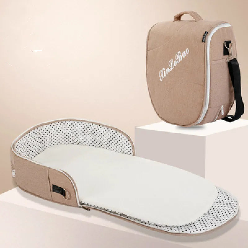 Portable Baby Travel Bed with Canopy and Storage Bag