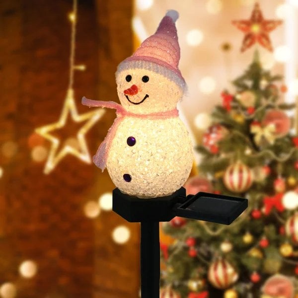 Solar Powered LED Snowman Lamp