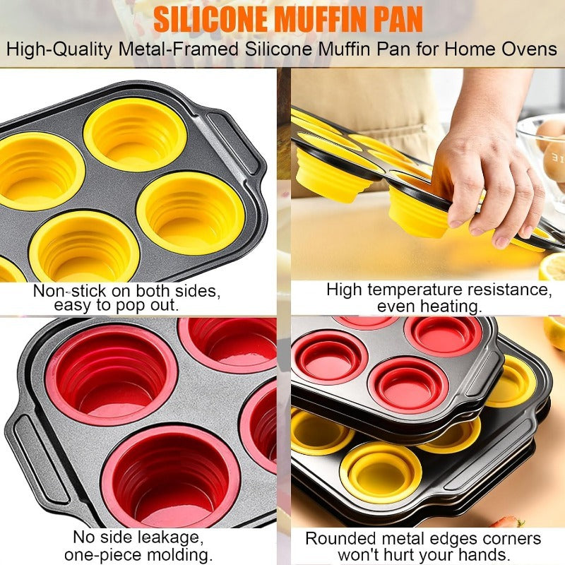 Non-Stick Silicone Muffin Pan with Durable Metal Base