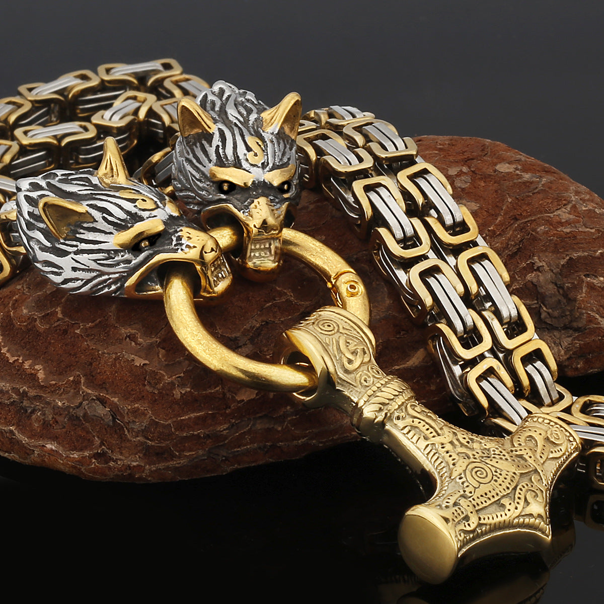 Tough Viking Thor Hammer Steel Mens Necklace