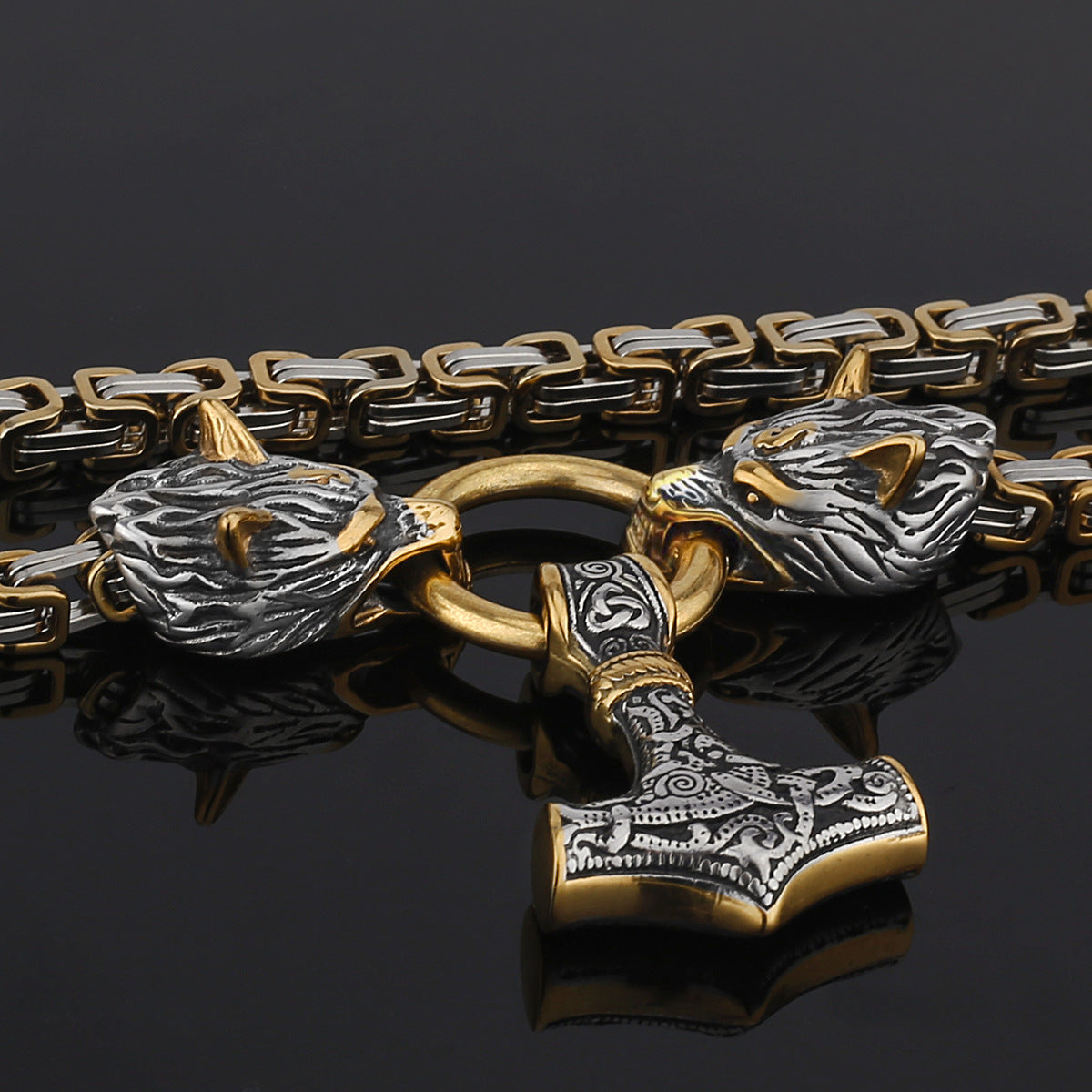 Tough Viking Thor Hammer Steel Mens Necklace