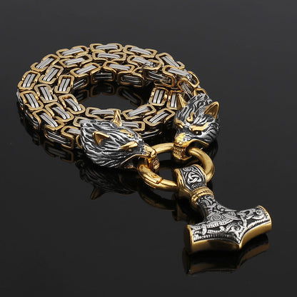 Tough Viking Thor Hammer Steel Mens Necklace