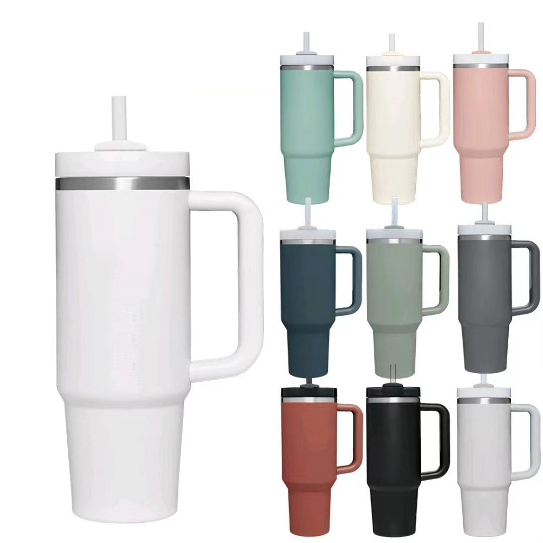 Large Insulated Coffee Mug with Lid and Straw